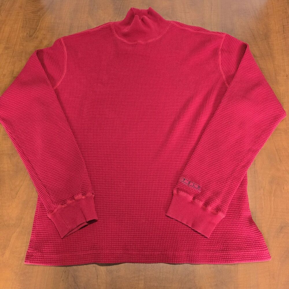Polo Ralph Lauren Vintage Long Sleeve Waffle Knit Turtle Neck Thermal Shirt L